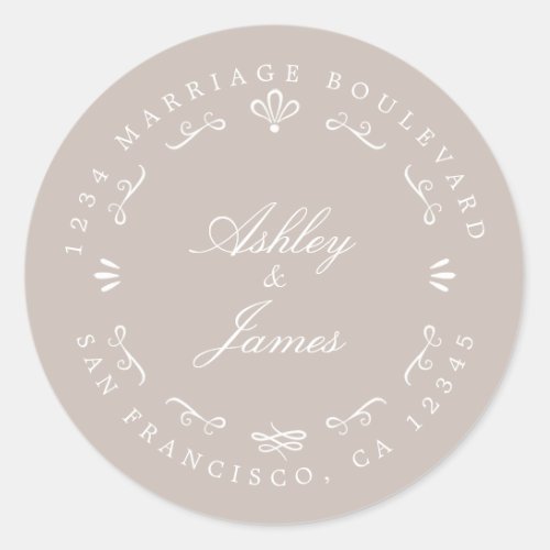 Rustic Chic Future Mr Mrs Wedding Return Address  Classic Round Sticker