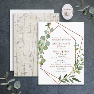Rustic Chic Geometric Greenery Elegant Wedding Invitation