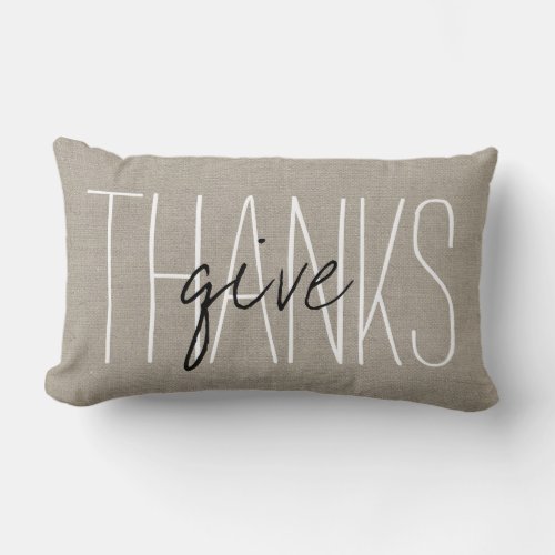 Rustic Chic Give Thanks Lumbar Pillow