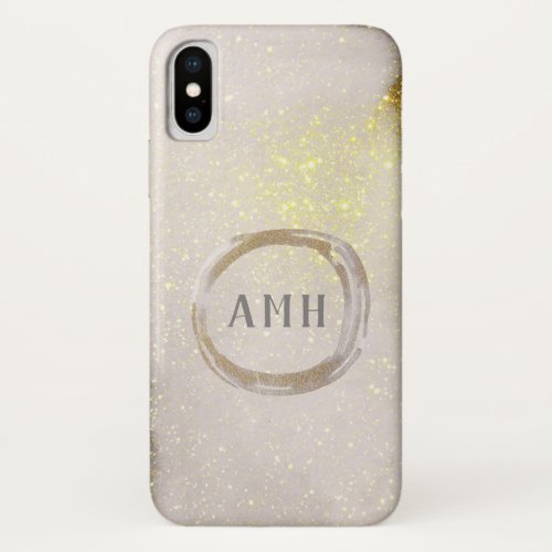 Rustic Chic Gold Confetti Monogram Iniitial iPhone X Case
