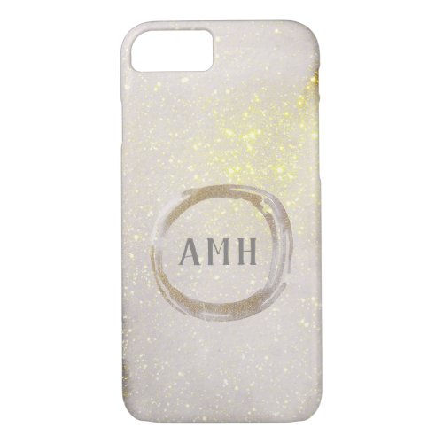 Rustic Chic Gold Confetti Monogram Iniitial iPhone 87 Case