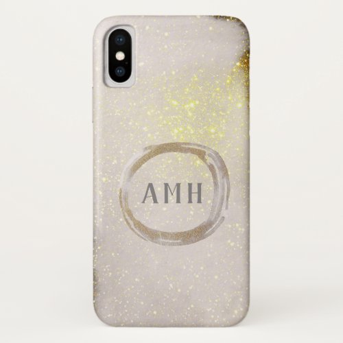 Rustic Chic Gold Flecked Monogram Iniitial iPhone XS Case