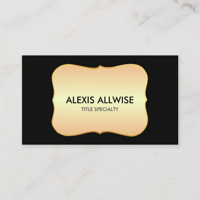 Rustic Chic Golden Gradient on Black Business Card (Front)
