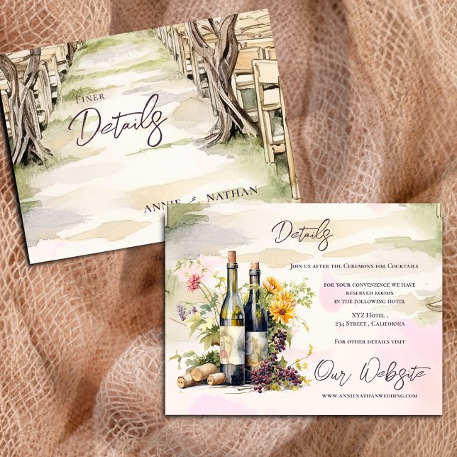 Rustic Chic Grapevine Vineyard Wedding Details Postcard (Rustic Chic Grapevine Vineyard Wedding Details Enclosure Postcard)