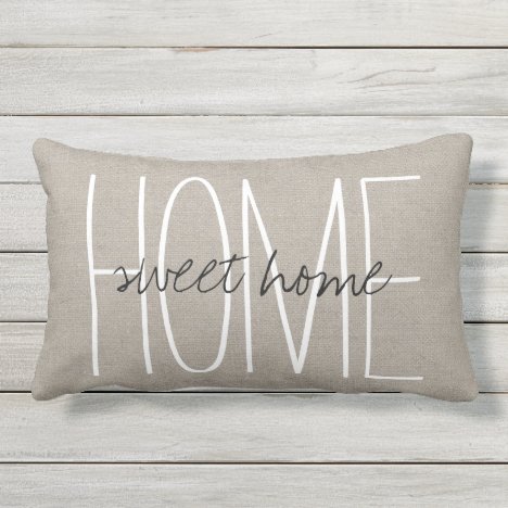 Rustic Chic Home Sweet Home Outdoor Pillow