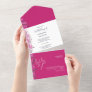 Rustic Chic Hot Pink Watercolor Flowers All In One Invitation