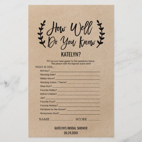 Rustic Chic How Well Do You Know The Bride Game