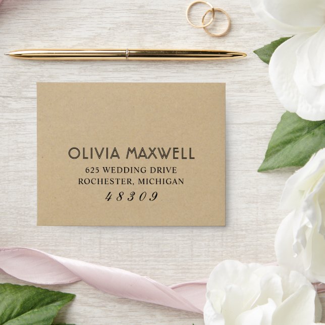 Rustic Chic Kraft and Black Wedding Envelope (Wedding)