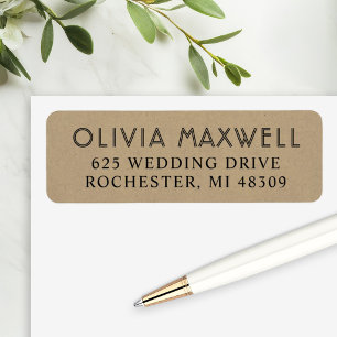 Rustic Chic Kraft Black Art Deco Wedding Label