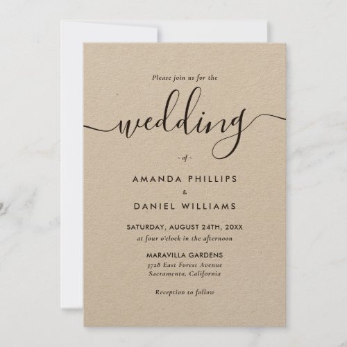 Rustic Chic Kraft Paper Wedding Invitation