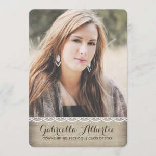 Rustic Chic Lace Photo Graduation Invitation
