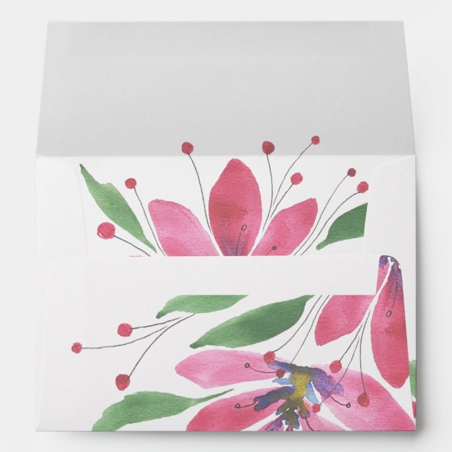 Rustic Chic Lotus Flowers Watercolor Art Envelope (Back (Bottom))
