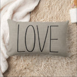 Rustic Chic Love Lumbar Pillow<br><div class="desc">Cute and simple rustic throw pillow design with LOVE in handwritten typography or add your own custom text. Please note that the background is a printed faux burlap texture, the pillow cover is not made of burlap canvas material. Click the Customize It button to add your own text for a...</div>