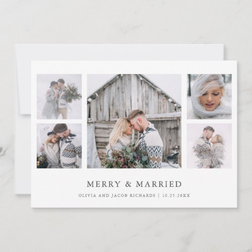 Rustic Chic  Merry and Married Photo Grid Holiday Card