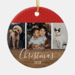 Rustic Chic Modern Multi Photo Ceramic Ornament