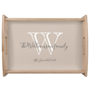 Rustic Chic Monogram Initial And Family Name Chic Serving Tray