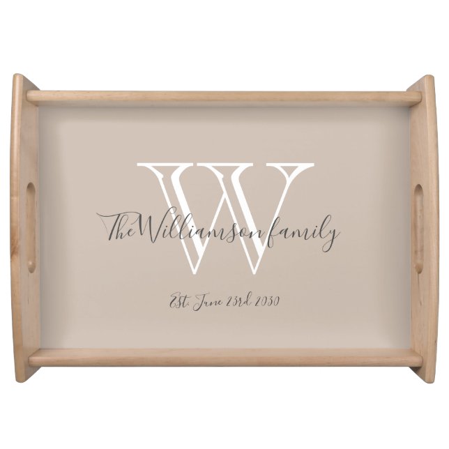 Rustic Chic Monogram Initial And Family Name Chic Serving Tray (Front)