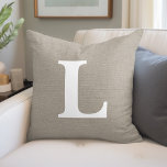 Rustic Chic Monogram Throw Pillow<br><div class="desc">Cute and simple rustic throw pillow design with a bold typography monogram initial or add your own custom text. Please note that the background is a printed faux burlap texture, the pillow cover is not made of burlap canvas material. Click the Customize It button to add your own text for...</div>