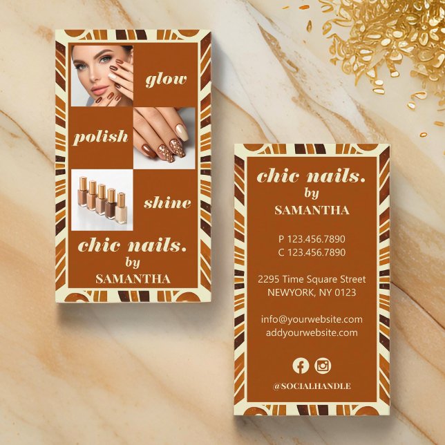 Rustic Chic Nail Salon Business Photo Collage Card (Creator Uploaded)