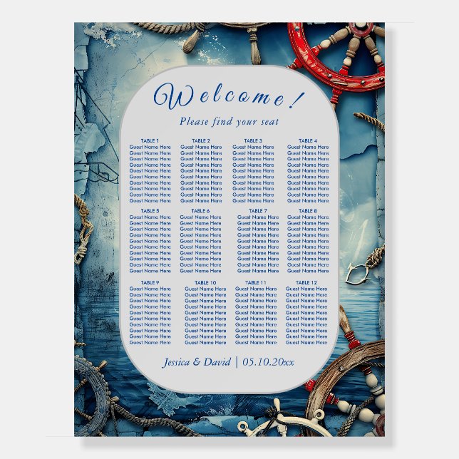 Rustic Chic Nautical Wedding Seating Board (Front)