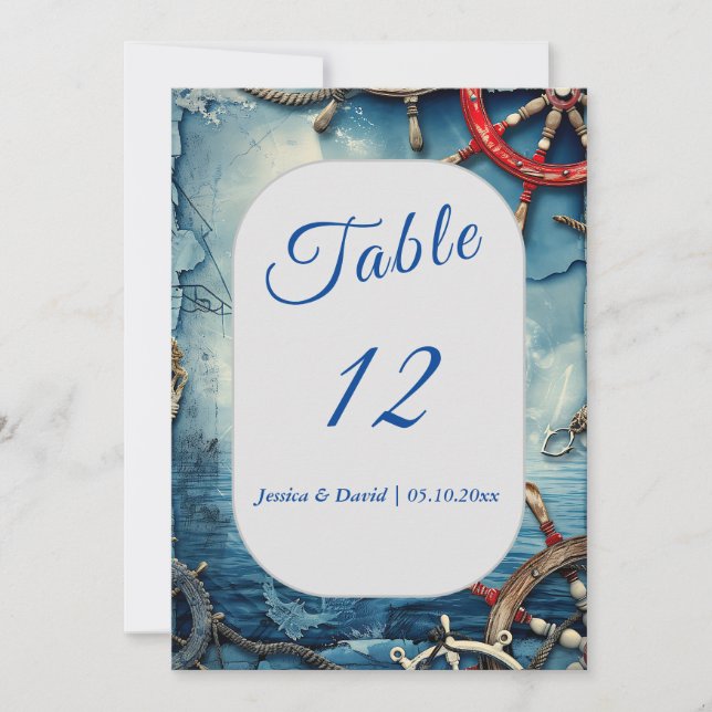 Rustic Chic Nautical Wedding Table Number (Front)