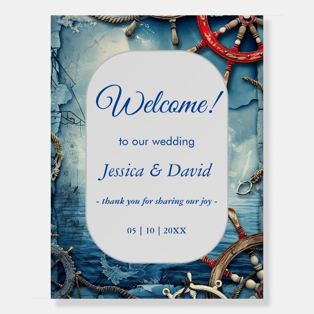 Rustic Chic Nautical Wedding Welcome Poster (Front)