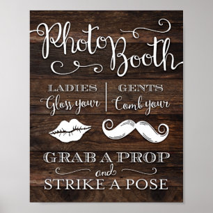 Rustic Chic PHOTO BOOTH GRAB A PROP Sign Print