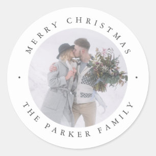 Rustic Chic Photo Christmas Classic Round Sticker