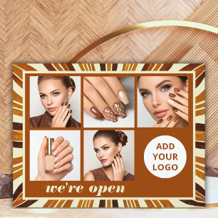Rustic Chic Photo Collage Nail Salon We're Open Sign