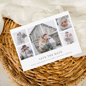 Rustic Chic | Photo Grid Save The Date by Customize_My_Wedding at Zazzle