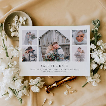 Rustic Chic | Photo Grid Wedding Save The Date Magnetic Invitation by Customize_My_Wedding at Zazzle