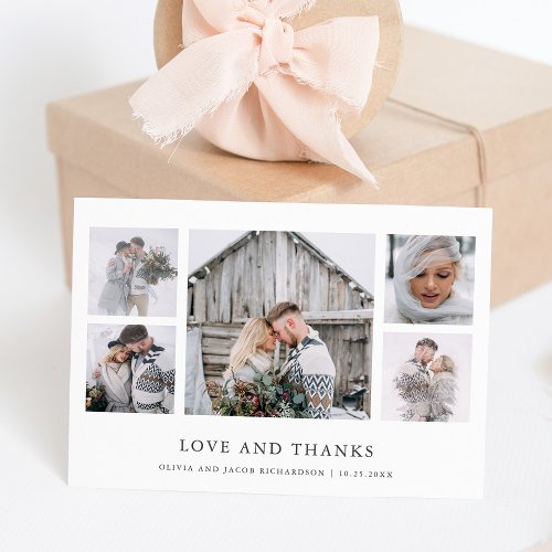 Rustic Chic  Photo Grid Wedding Thank You Card