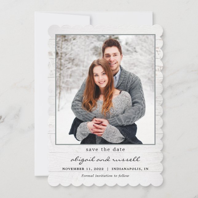 Rustic Chic Photo Wedding Save The Date Card (Front)