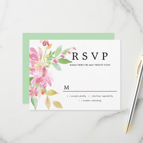 Rustic Chic Pink Wildflower Floral RSVP Card