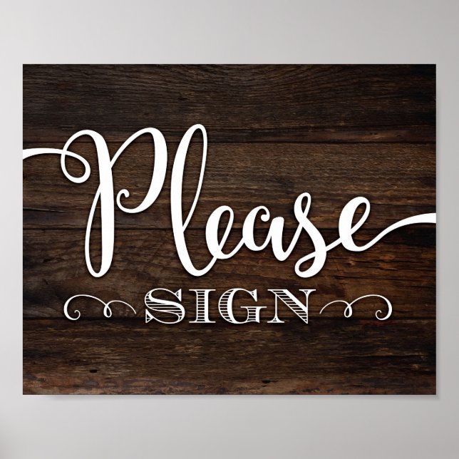 Rustic Chic PLEASE SIGN Sign Print (Front)