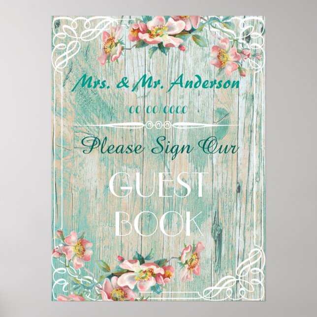 rustic chic poster ,wedding guestbook poster (Front)