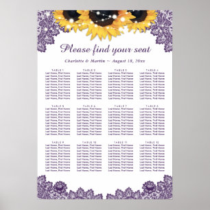 Rustic Chic Purple Sunflower Seating Chart 12