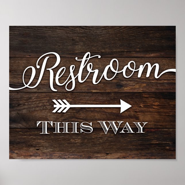 Rustic Chic RESTROOM THIS WAY Sign Print RIGHT (Front)