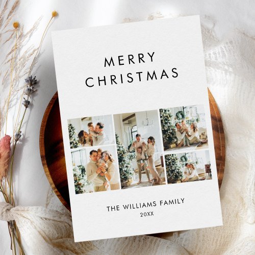 Rustic Chic Simple Minimal Budget Christmas Photo Holiday Card