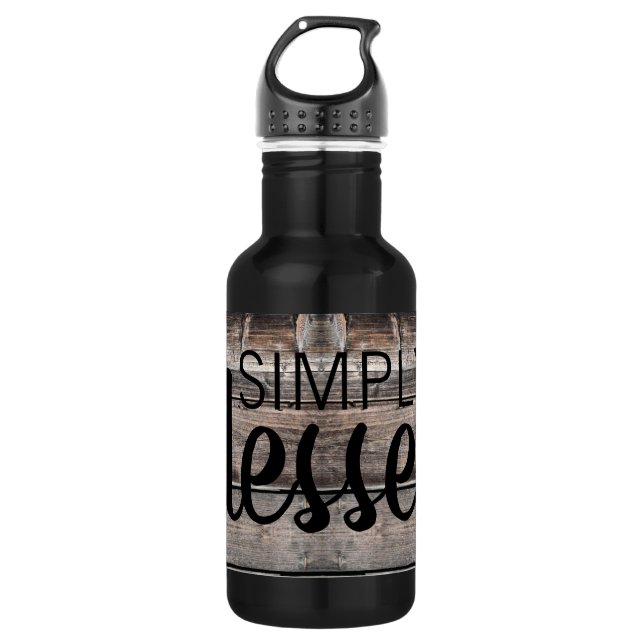 rustic chic SIMPLY BLESSED in script | Stainless Steel Water Bottle (Front)