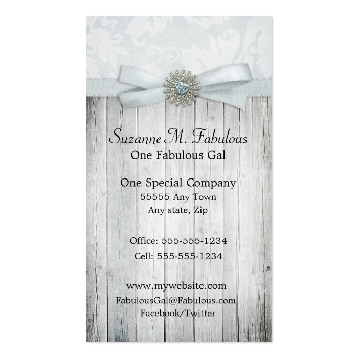 Rustic Chic Soft Blue Ribbon Sparkle Business Cards