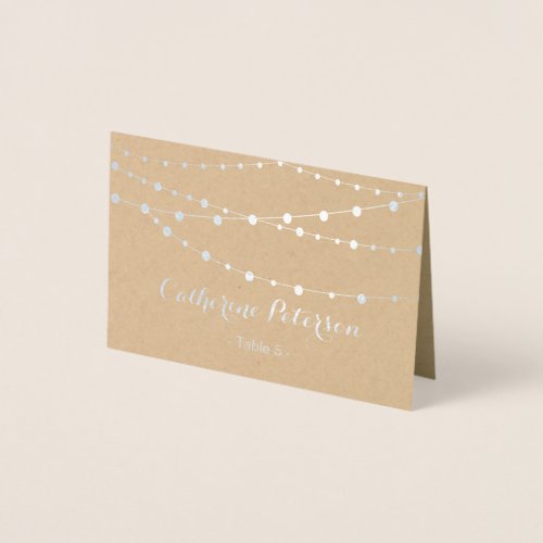 Rustic chic string lights place card  escort card