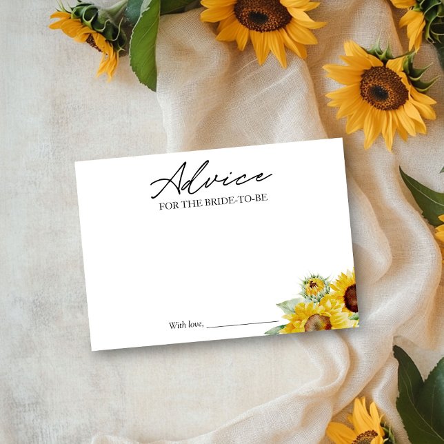 Rustic Chic Sunflower Bridal Shower Advice Card (Creator Uploaded)