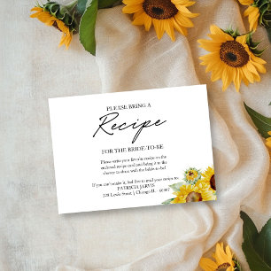 Rustic Chic Sunflower Bridal Shower Recipe Request Invitation