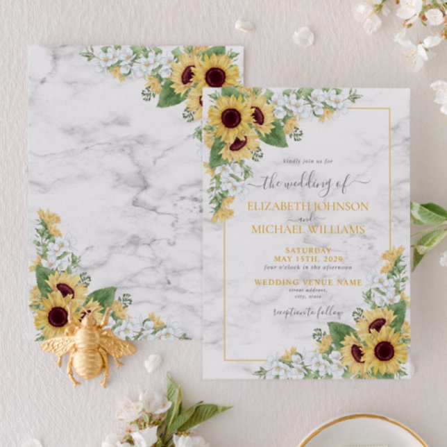 Rustic Chic Sunflower & Gray Floral Wedding Invitation (Creator Uploaded)