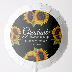 Rustic chic sunflowers elegant graduate name ballo balloon