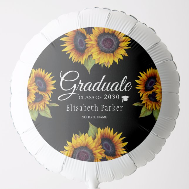 Rustic chic sunflowers elegant graduate name ballo balloon (Front)