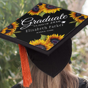 Rustic chic sunflowers elegant graduate summer gra graduation cap topper