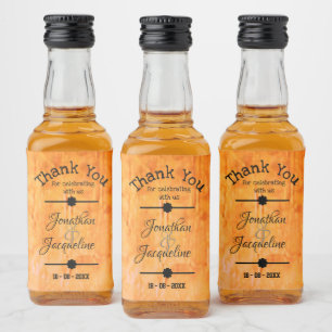 Rustic Chic Thank You Custom Names Wedding Mini Liquor Bottle Label
