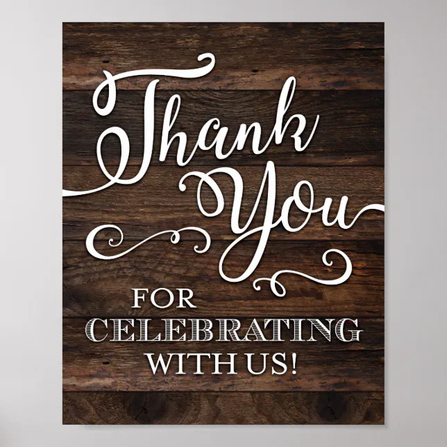 Rustic Chic THANK YOU Sign Print | Zazzle
